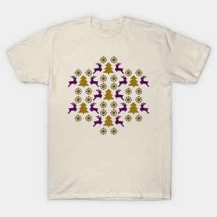 Festive Pixel Parade: Reindeer, Tree, Snowflake No 3 T-Shirt